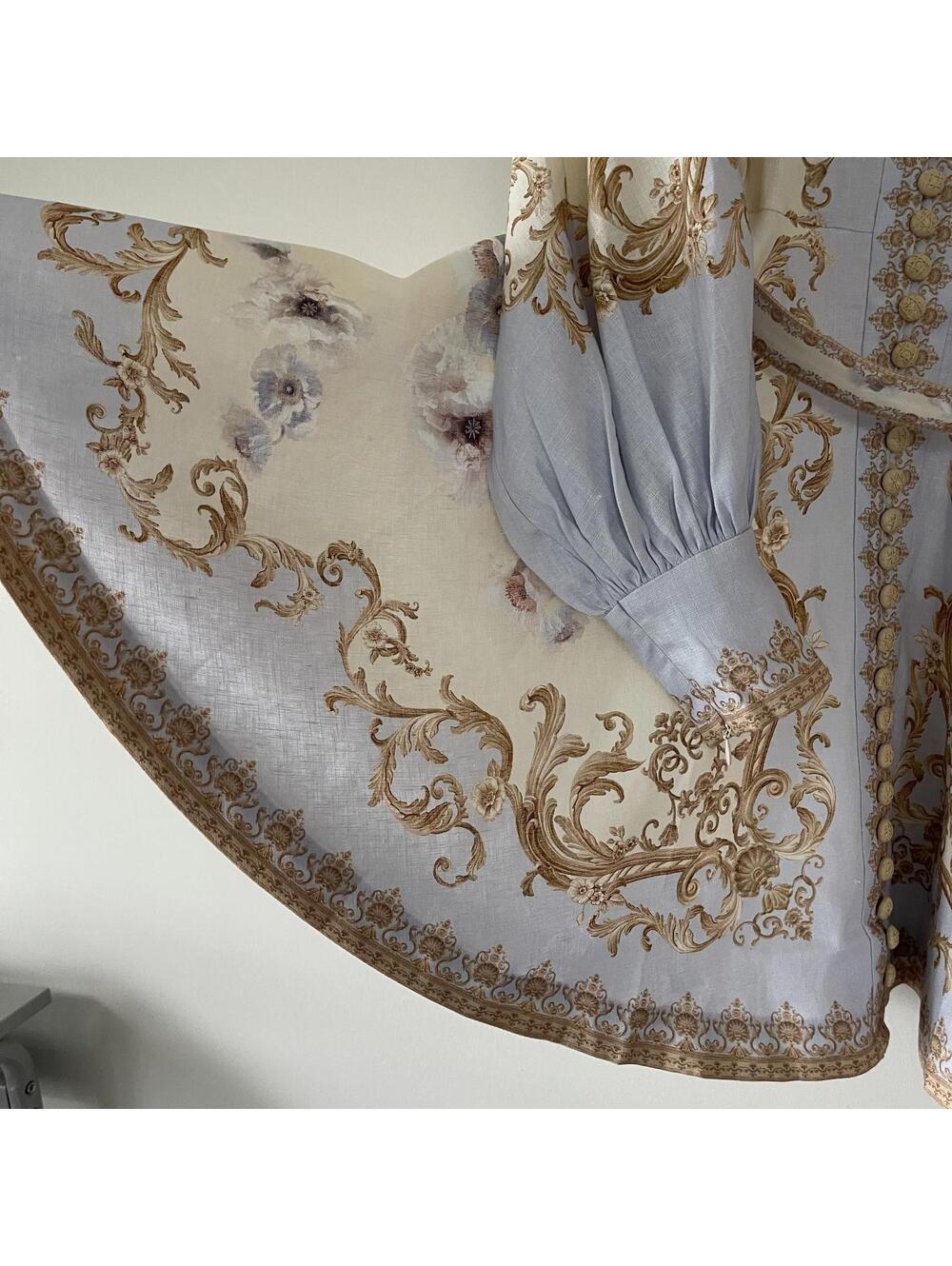 Zimmermann Cream and Lilac Baroque-Print Mini Dress - Picture 8 of 14